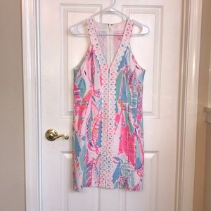 Lilly pink blue white shift dress size 8